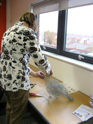 Making a robin wire sculpture!